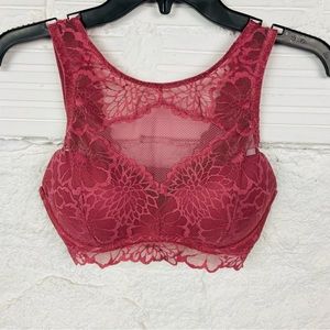 VICTORIAS SECRET dusty rose pink fully lace mesh bralette size medium